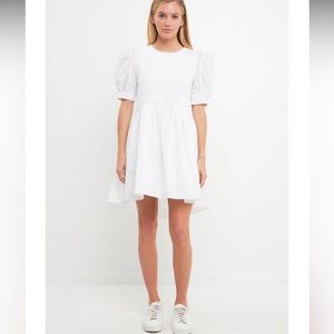 English Factory- HIGH LOW KNIT COMBO DRESS